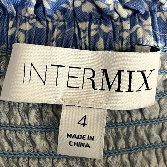 Intermix Faye Floral Wide Leg Crop Jumpsuit Blue & White - Size 4 - Picture 6 of 8